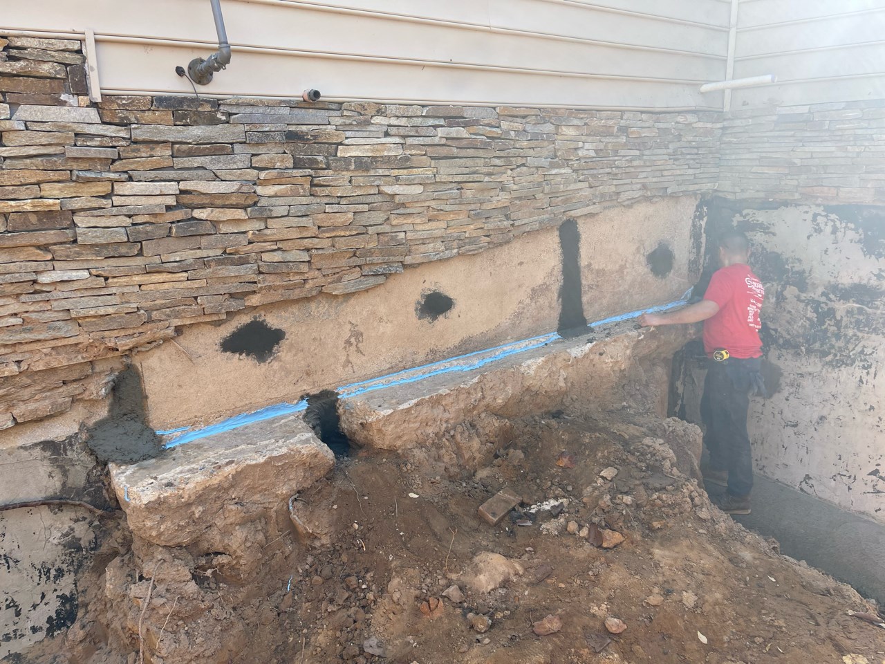 Foundation repair for waterproofing