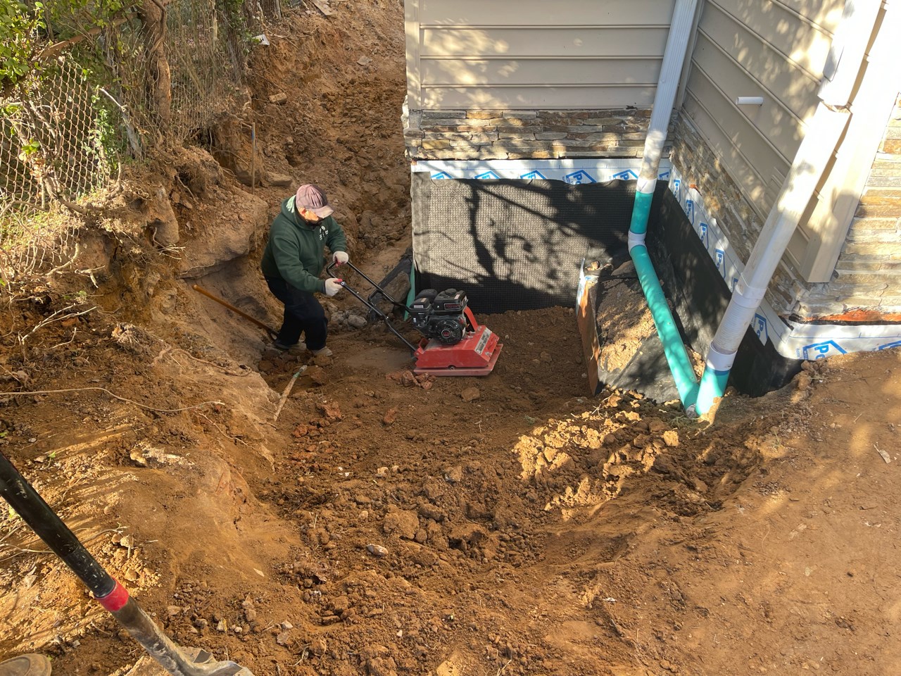 Repacking terrain after foundation waterproof liner installed
