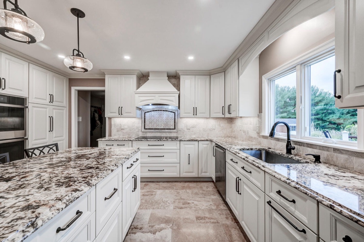 Navy painted kitchen cabinets