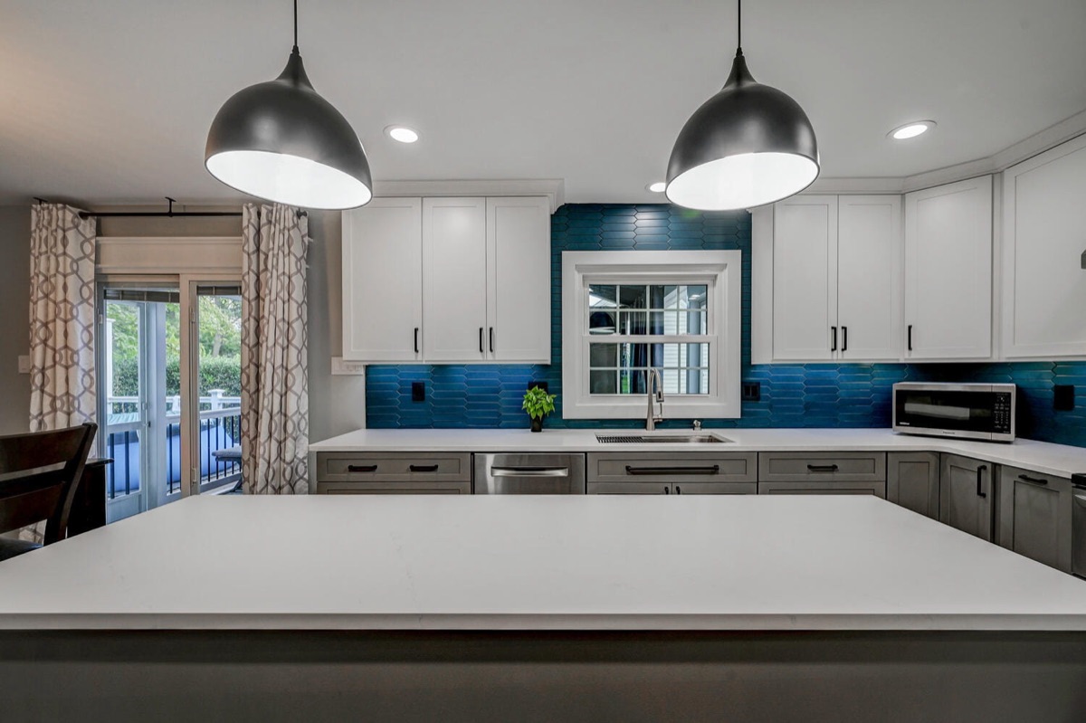 Bright white kitchen cabinets